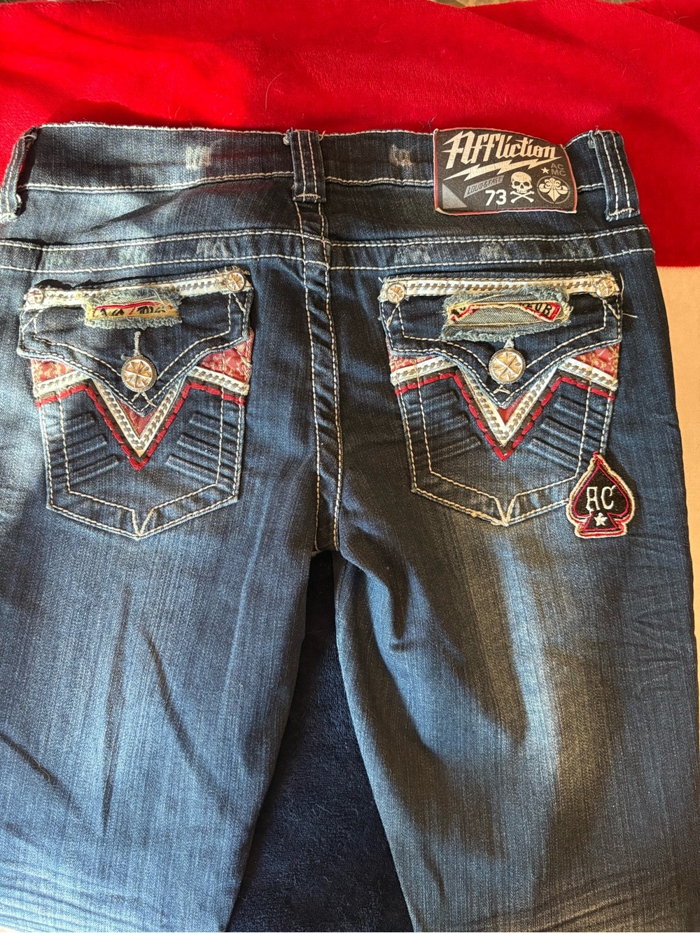 Affliction Jade Women’s 27 Long Distressed Embellished Y2K Rocker Jeans